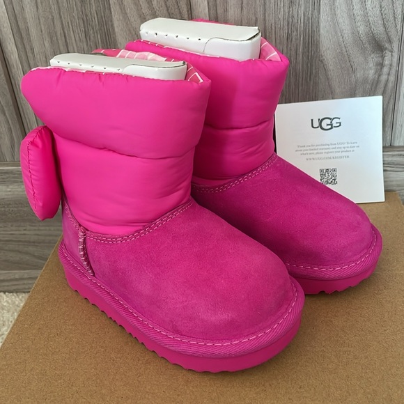 UGG NWT pink bailey bow maxi boots, baby girl size 7. - Picture 2 of 9